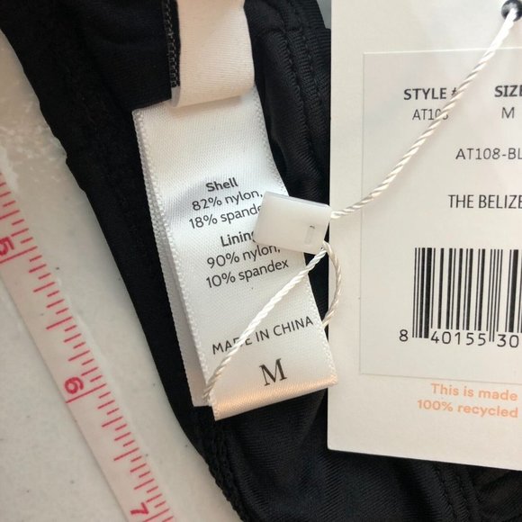 Andie Swim The Belize Bikini Top Removable Cups V Neck Black M - Picture 6 of 6